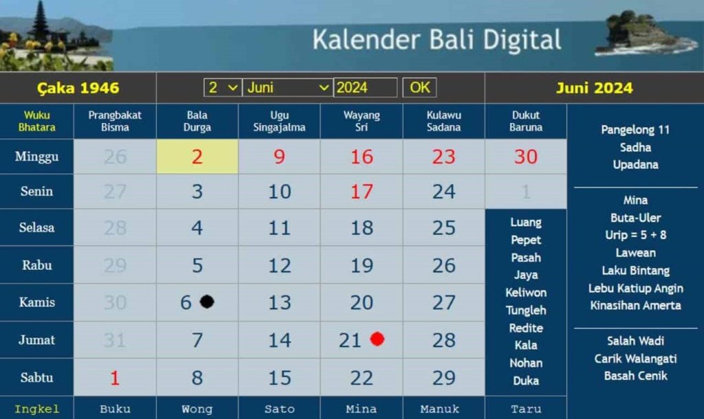 Kalender Bali Jumat 7 Juni 2024: Baik untuk Membangun & Mencari Pengupa&nbsp;Jiwa